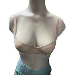 Brand New Aerie Smoothez Women's Sz 32D Nude Plunge Mesh Underwire Bra